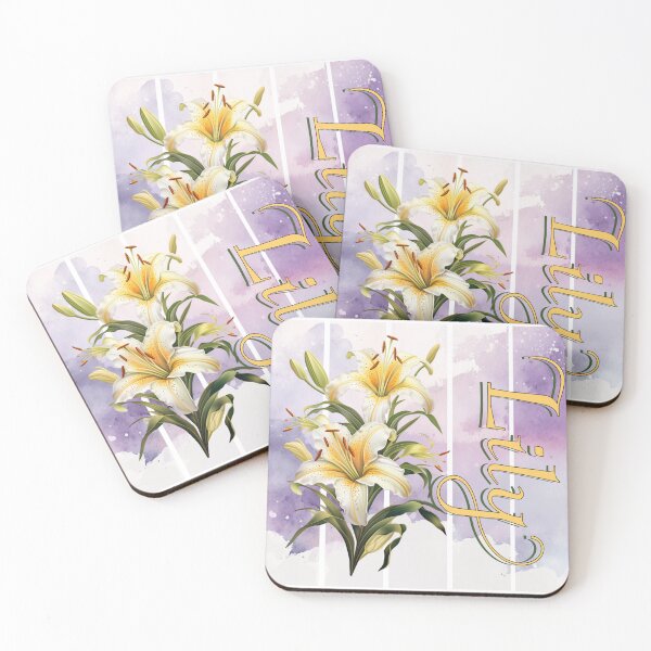 Item preview, Vintage Lily design with intricate text watercollor art background designed and sold by Vindbult.
