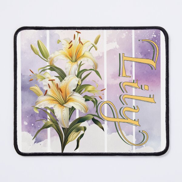 Item preview, Vintage Lily design with intricate text watercollor art background designed and sold by Vindbult.