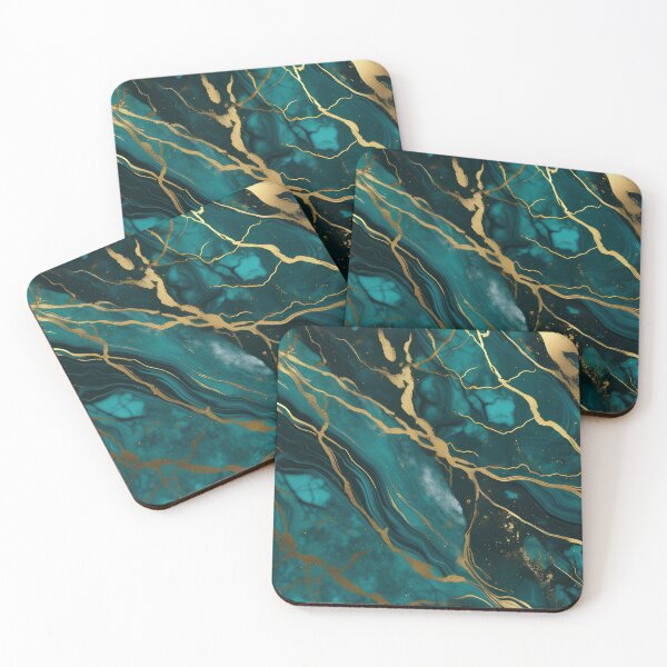 Item preview, Dark Teal Marble Texture with Gold Flecks  designed and sold by BirdsnStuff.