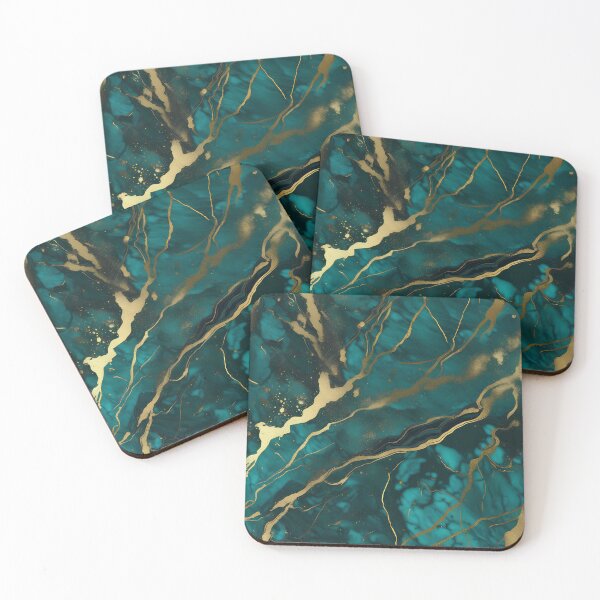 Item preview, Dark Teal Marble Texture with Gold Flecks  designed and sold by BirdsnStuff.
