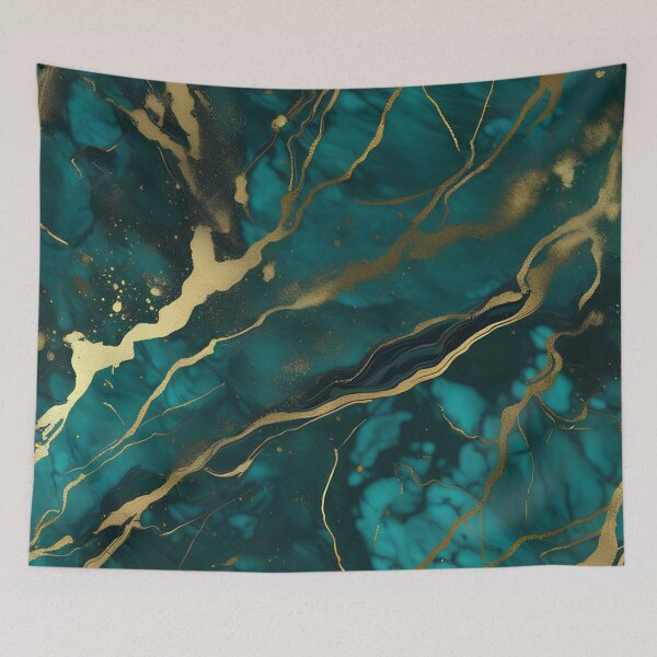 Item preview, Dark Teal Marble Texture with Gold Flecks  designed and sold by BirdsnStuff.