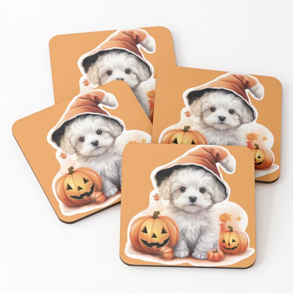Item preview, White cute Halloween puppy Dog designed and sold by LaartStudio.