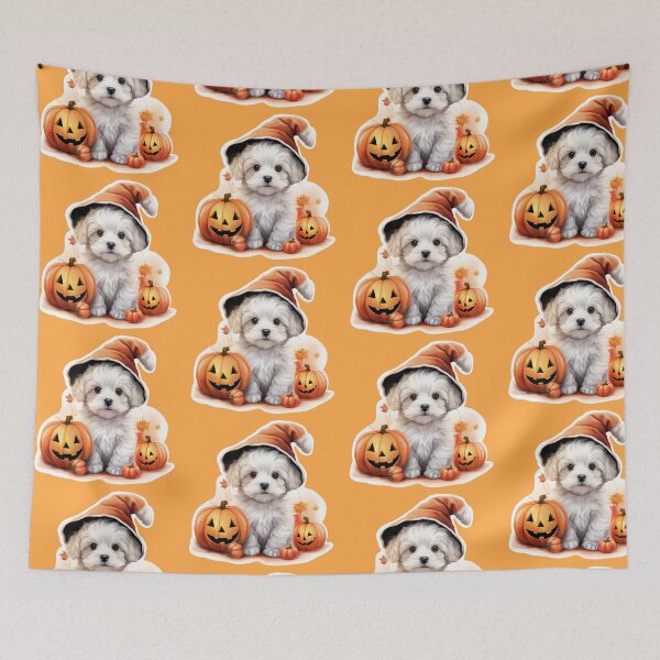 Item preview, White cute Halloween puppy Dog designed and sold by LaartStudio.