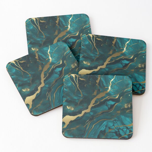 Item preview, Dark Teal Marble Texture with Gold Flecks  designed and sold by BirdsnStuff.