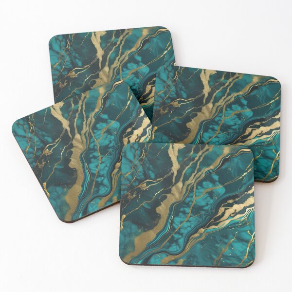 Item preview, Dark Teal Marble Texture with Gold Flecks  designed and sold by BirdsnStuff.
