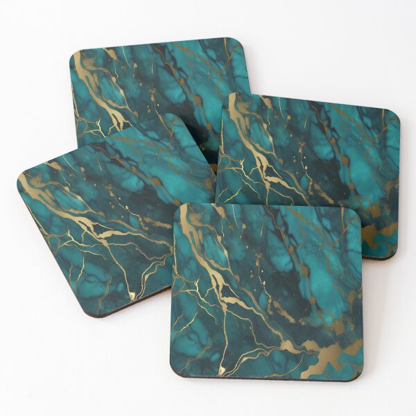 Item preview, Dark Teal Marble Texture with Gold Flecks  designed and sold by BirdsnStuff.