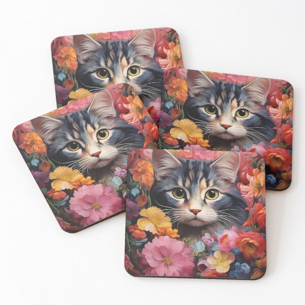 Item preview, Kitty in the floral Garden designed and sold by Red Witch Art.