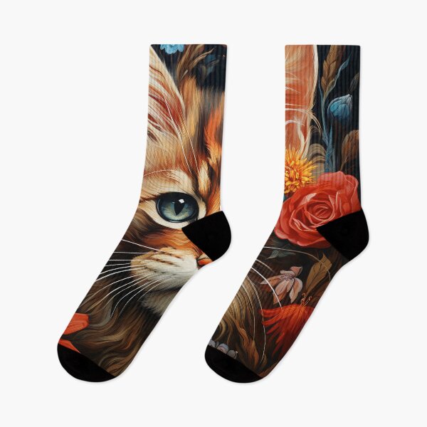 Item preview, Kitty in the floral Garden 1 designed and sold by Red Witch Art.
