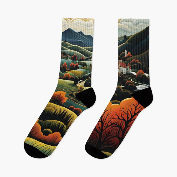 Item preview, Autumn countryside landscape designed and sold by Red Witch Art.