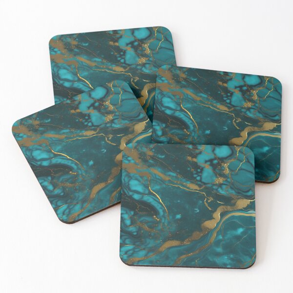 Item preview, Dark Teal Marble Texture with Gold Flecks  designed and sold by BirdsnStuff.