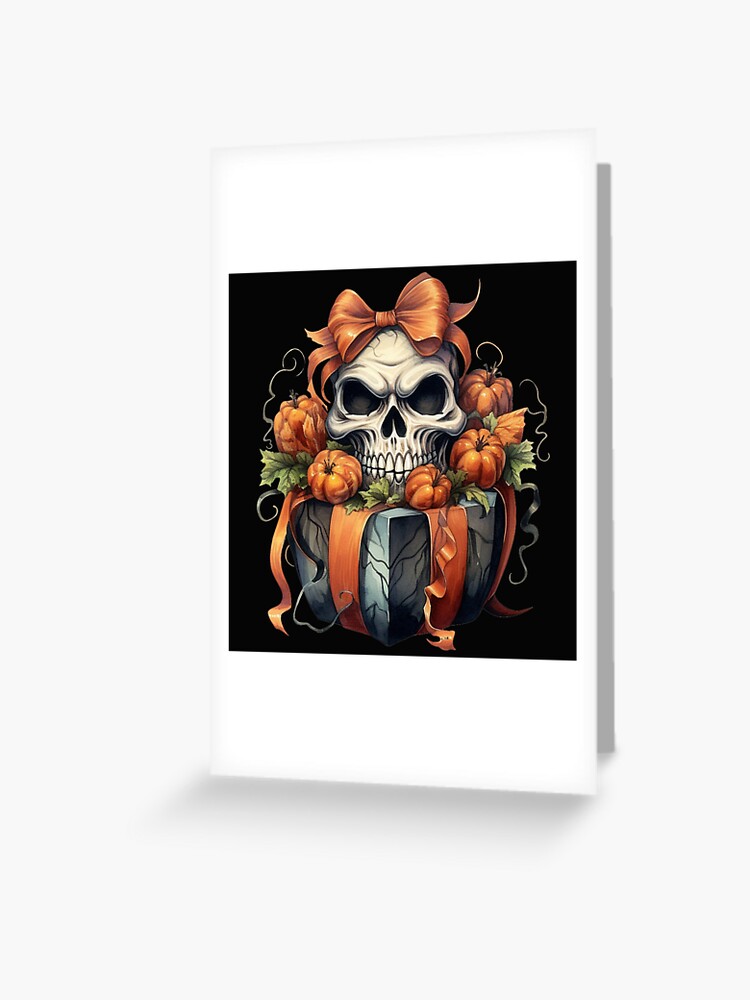 Halloween Totenkopf Geschenk Kürbis | Grußkarte