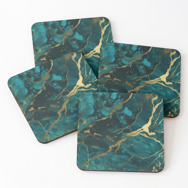 Item preview, Dark Teal Marble Texture with Gold Flecks  designed and sold by BirdsnStuff.