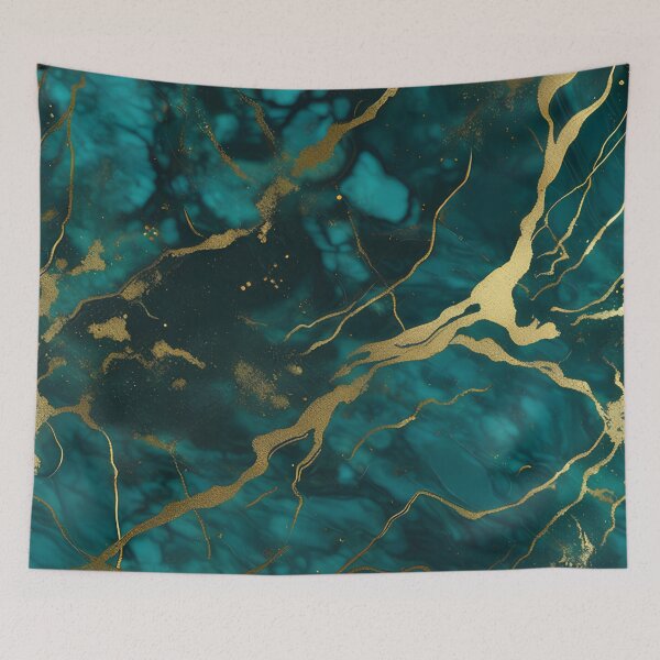 Item preview, Dark Teal Marble Texture with Gold Flecks  designed and sold by BirdsnStuff.