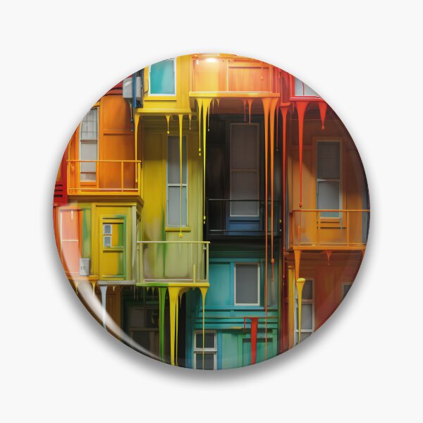 Item preview, Townhouse with dripping paint - colorful rainbow houses designed and sold by Art by Lilia.