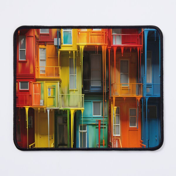 Item preview, Townhouse with dripping paint - colorful rainbow houses designed and sold by Art by Lilia.