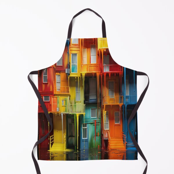 Item preview, Townhouse with dripping paint - colorful rainbow houses designed and sold by Art by Lilia.