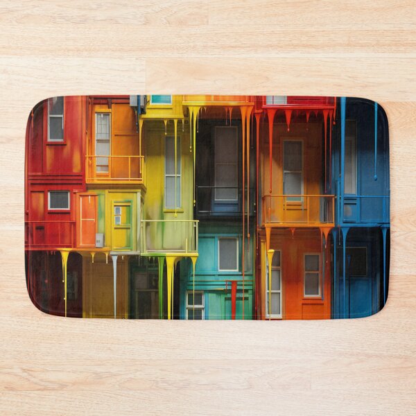 Item preview, Townhouse with dripping paint - colorful rainbow houses designed and sold by Art by Lilia.