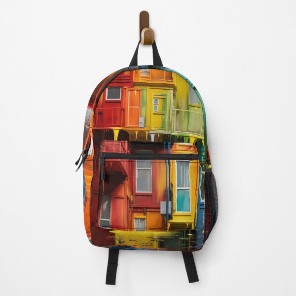 Item preview, Townhouse with dripping paint - colorful rainbow houses designed and sold by Art by Lilia.