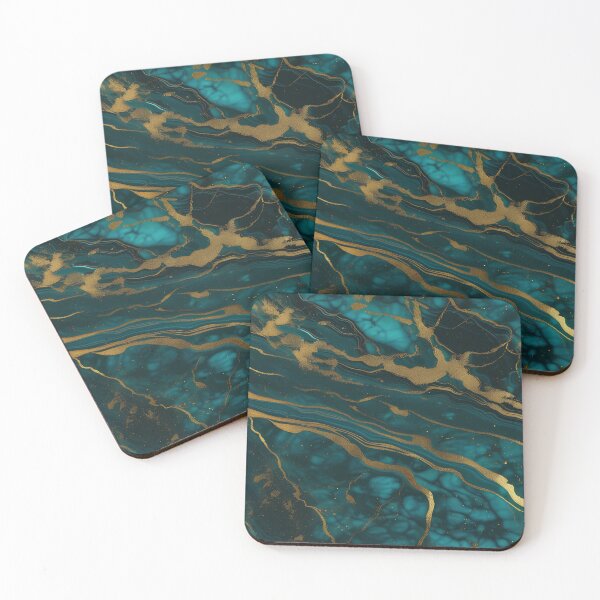 Item preview, Dark Teal Marble Texture with Gold Flecks  designed and sold by BirdsnStuff.