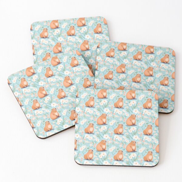 Item preview, Capybaras and Flowers designed and sold by Bug & Brush.