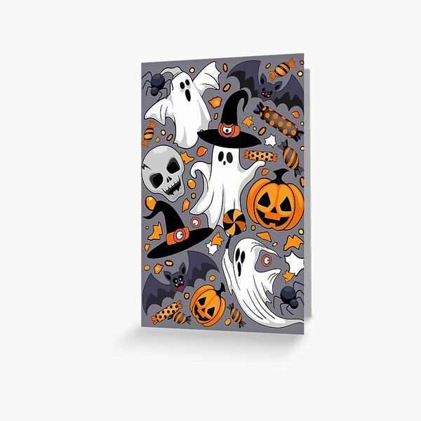 Ghosts Spooky and Creepy Cute Monsters Greeting Card