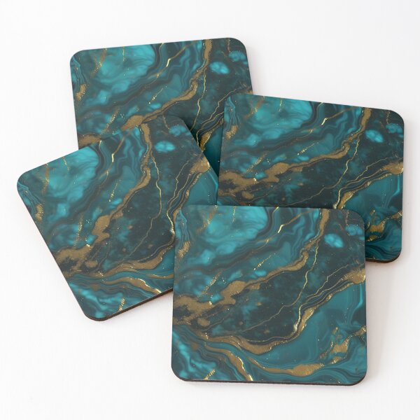 Item preview, Dark Teal Marble Texture with Gold Flecks  designed and sold by BirdsnStuff.