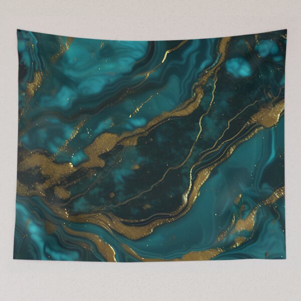 Item preview, Dark Teal Marble Texture with Gold Flecks  designed and sold by BirdsnStuff.