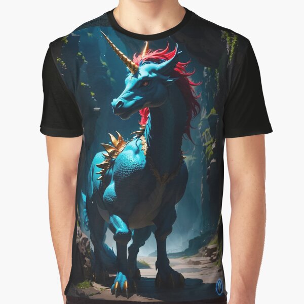 The Dragon Unicorn Magical Fantasy AI Concept Art by Xzendor7 Graphic T-Shirt