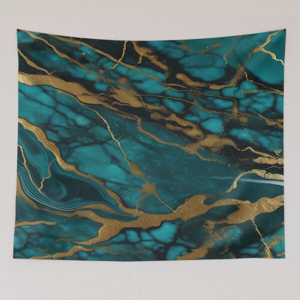 Item preview, Dark Teal Marble Texture with Gold Flecks  designed and sold by BirdsnStuff.