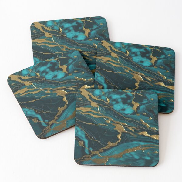 Item preview, Dark Teal Marble Texture with Gold Flecks  designed and sold by BirdsnStuff.