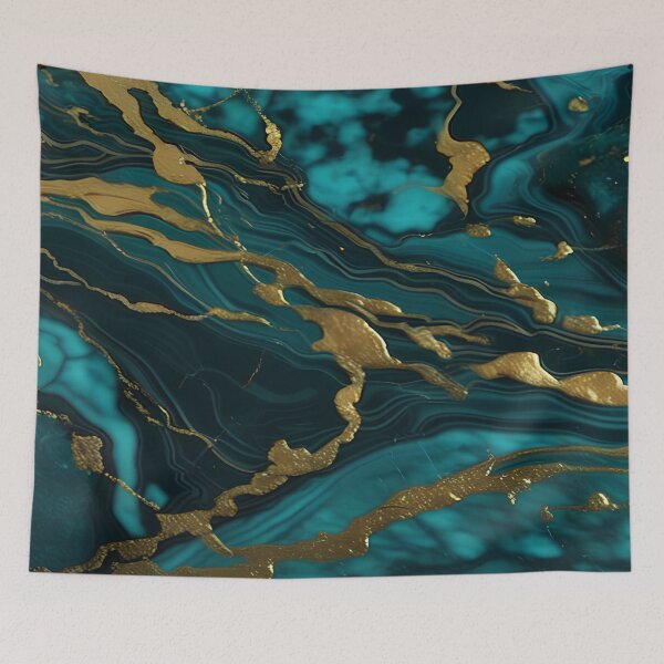 Item preview, Dark Teal Marble Texture with Gold Flecks  designed and sold by BirdsnStuff.