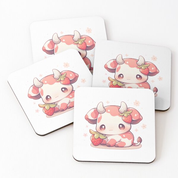 Item preview, Cute Kawaii Strawberry Cow designed and sold by CozyKawaiiArt.