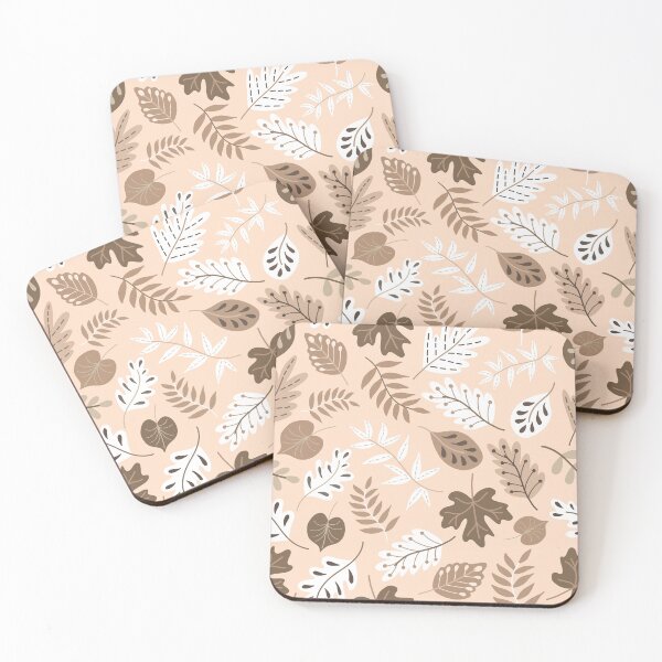 Item preview, Brown White Peach Botanical Leaf Pattern designed and sold by Nicola-Rowe.