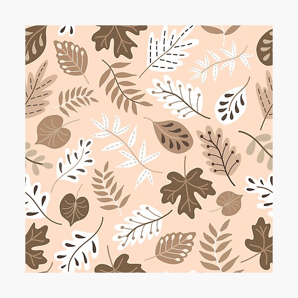 Item preview, Brown White Peach Botanical Leaf Pattern designed and sold by Nicola-Rowe.