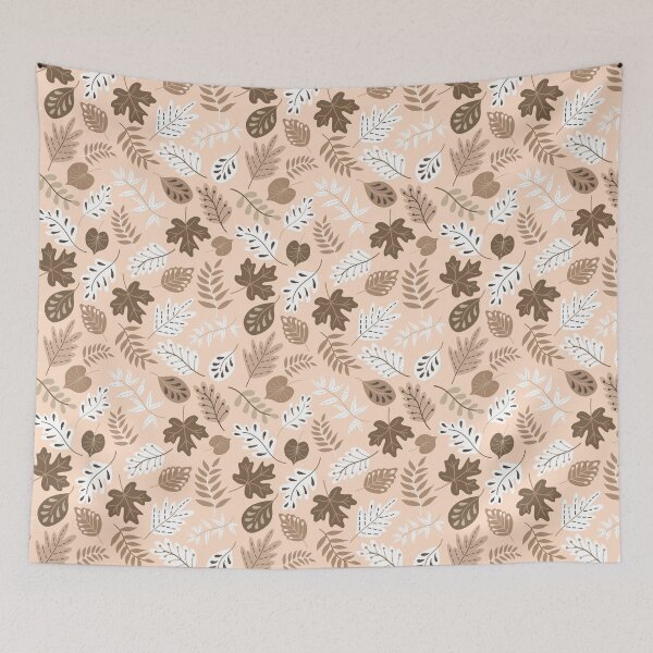 Item preview, Brown White Peach Botanical Leaf Pattern designed and sold by Nicola-Rowe.
