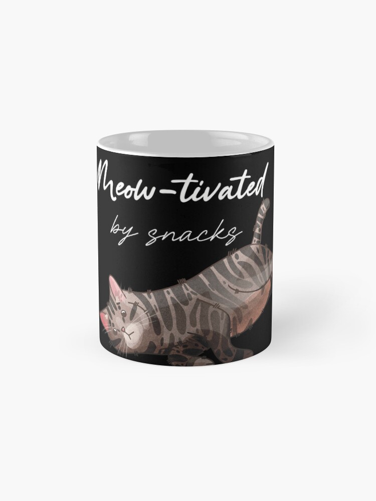 Thumbnail 4 of 6, Coffee Mug, Meow-tivated by snacks - lazy tabby cat designed and sold by FelineEmporium.