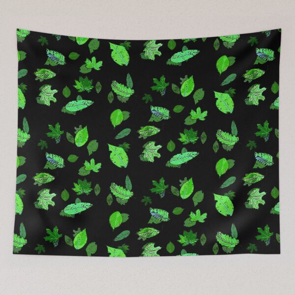 Item preview, Artistic green leaves on black background designed and sold by FlowerandDesing.
