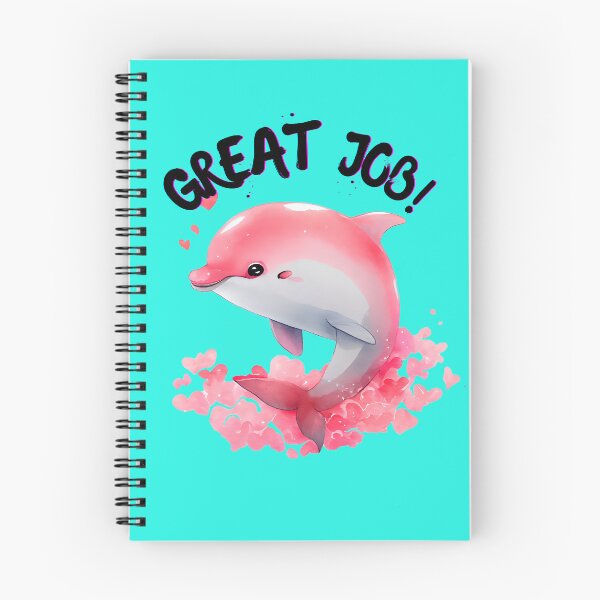 Item preview, Motivational Pink Dolphin Art - 'Great Job' Encouragement Print designed and sold by TEEJAMBOREE.