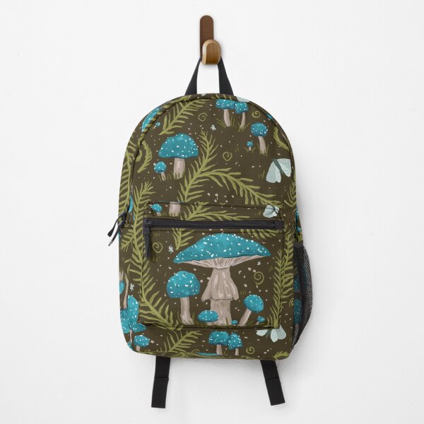 Item preview, Blue Mushrooms Ferns and Moths Pattern designed and sold by rnmarts.