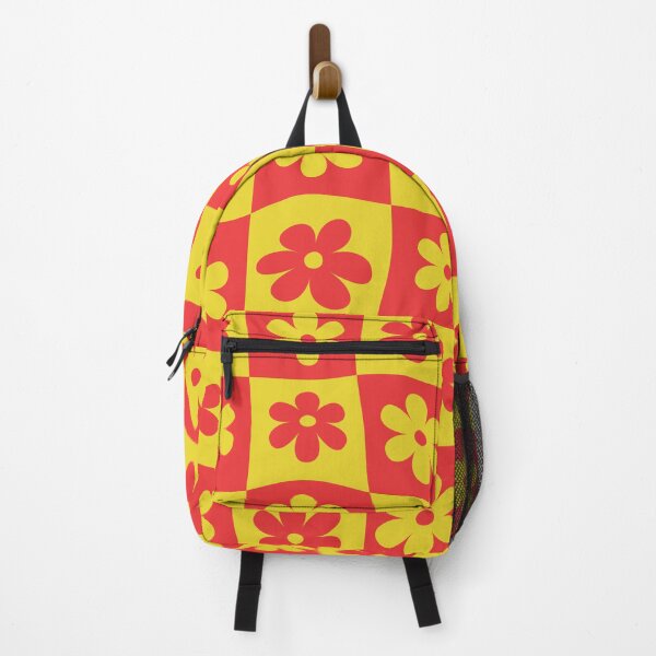 Vista previa del artículo con la obra «Flores retro deformadas rojas y amarillas a cuadros», diseñado y vendido por Yasminepatterns .