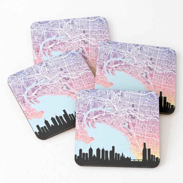 Item preview, Melbourne Skyline Map designed and sold by ArtPrints.
