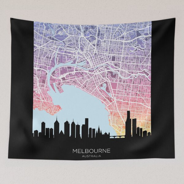 Item preview, Melbourne Skyline Map designed and sold by ArtPrints.