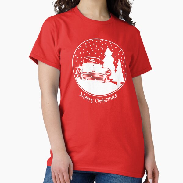 Vista previa del artículo con la obra «Morris Minor vintage coche clásico británico bola de nieve de Navidad», diseñado y vendido por soitwouldseem.