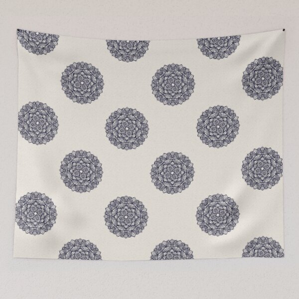 Item preview, Navy Blue Outline Flower Mandala Boho Zentangle! designed and sold by keltickat.