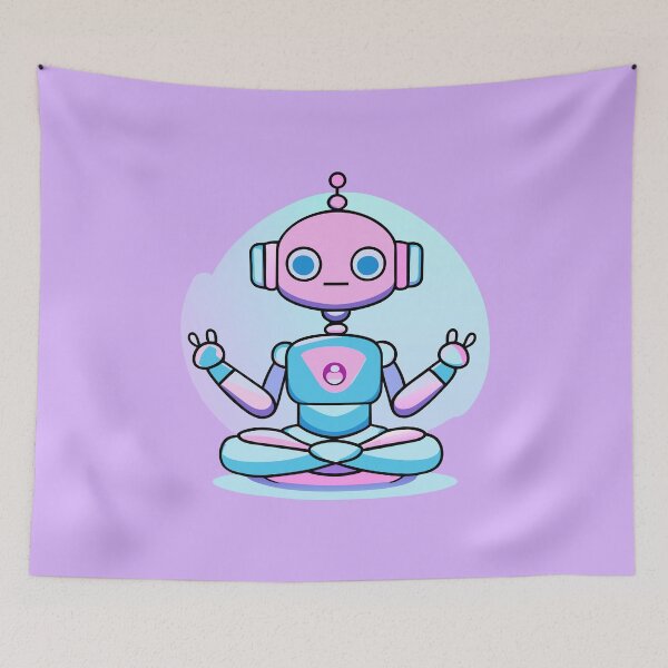 Item preview, robot doing yoga designed and sold by Mike Kiev art.