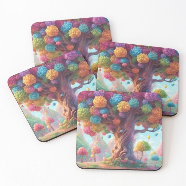 Item preview, Enchanted forest with colored trees a fantasy world designed and sold by printpantherart.