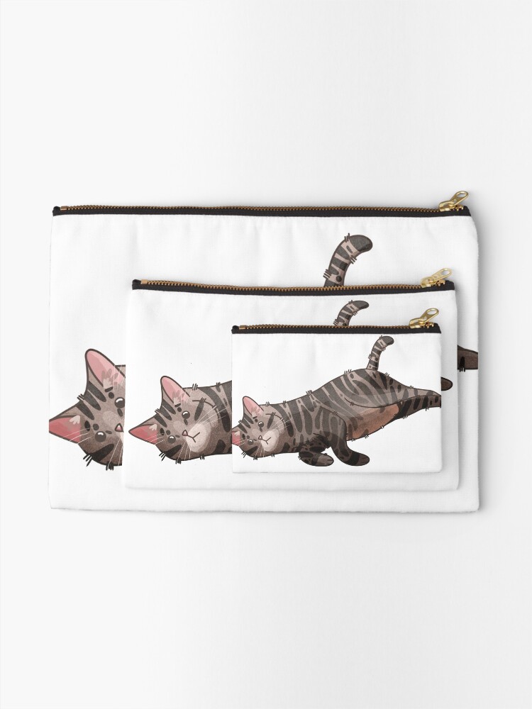 Thumbnail 2 of 4, Zipper Pouch, Lazy Tabby Cat designed and sold by FelineEmporium.