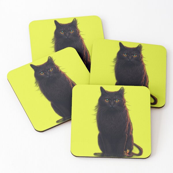 Item preview, Full-Body Black Cat (Yellow) designed and sold by AmaziaCo.