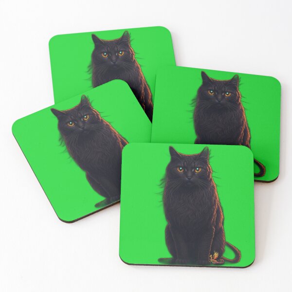 Item preview, Full-Body Black Cat (Green) designed and sold by AmaziaCo.