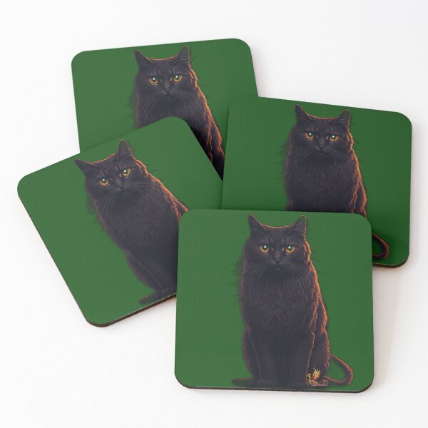 Item preview, Full-Body Black Cat (Dark Green) designed and sold by AmaziaCo.